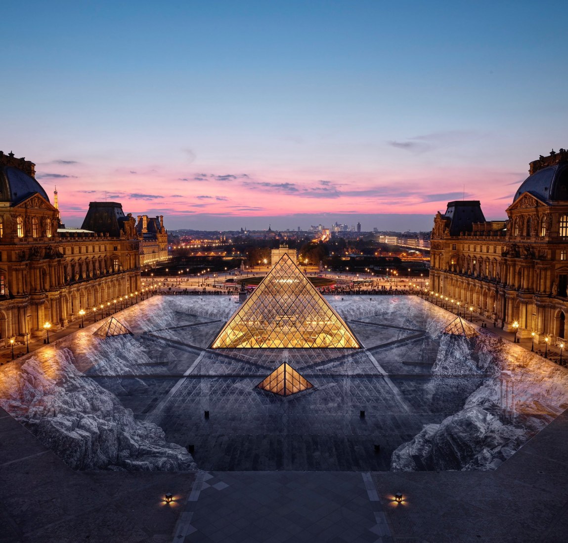 Artist Jr Creates A Large Scale Optical Illusion At The Louvre Pyramid For Its 30th Birthday The Strength Of Architecture From 1998