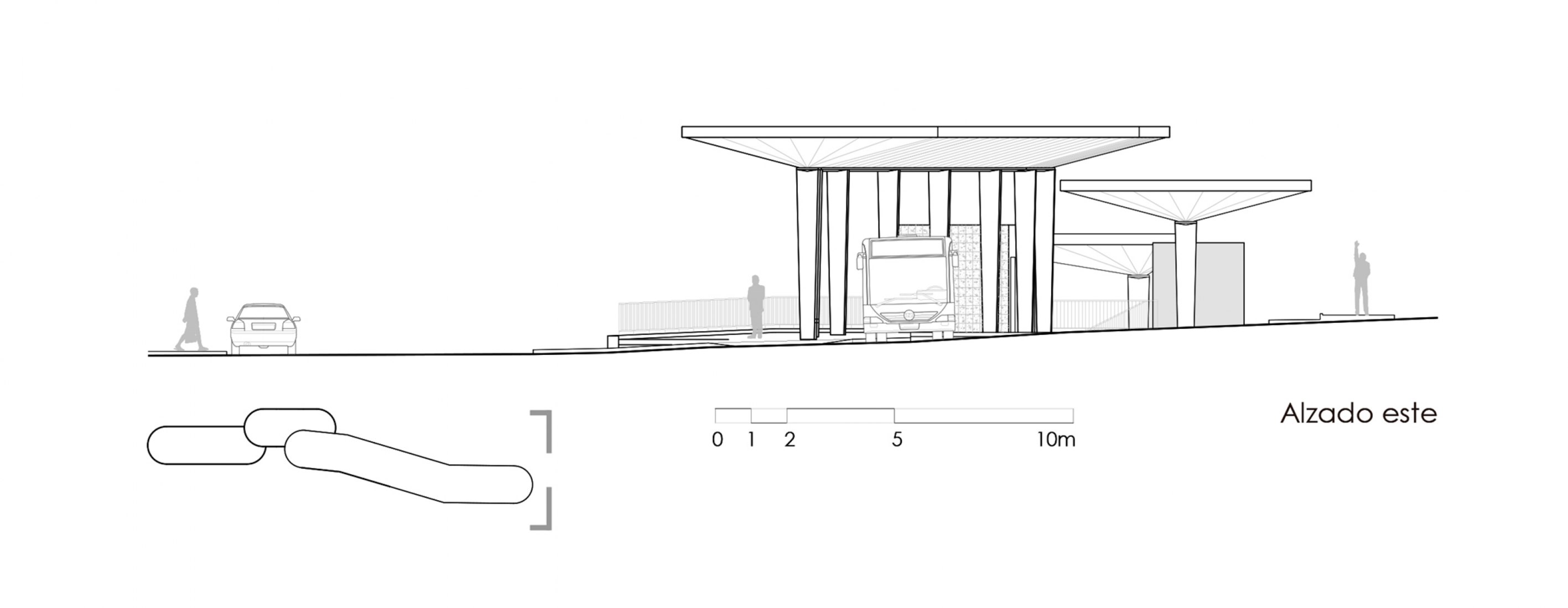 East facade. Torrox bus and taxis station by Juan Navarro Arquitectos.