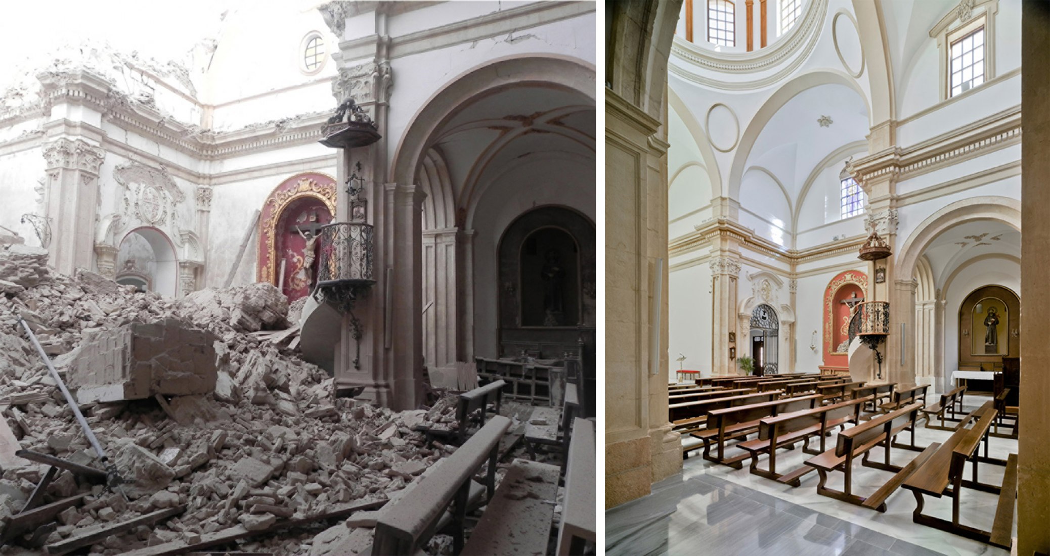 Reconstruction of the Church of Santiago, Lorca, Murcia, by Juan de Dios de la Hoz. Image courtesy of Rafael Manzano Award