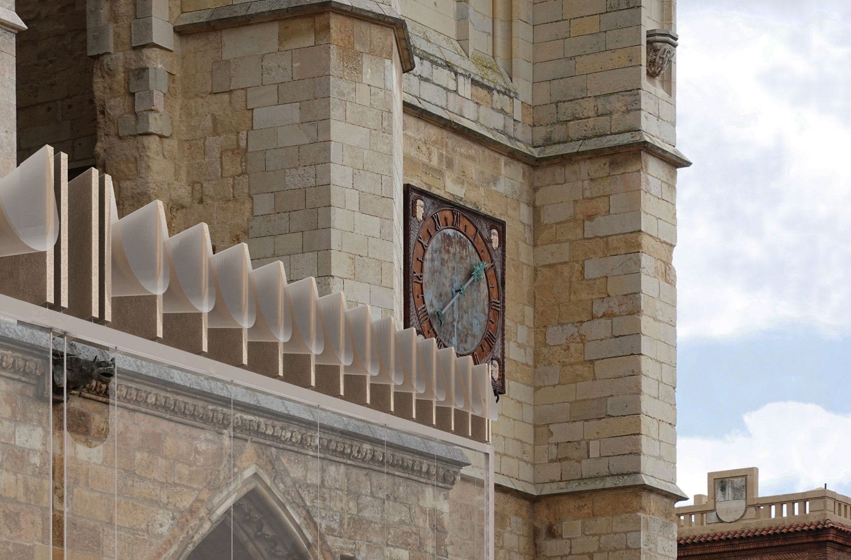 Visualización. Un "velo" para proteger el pórtico de la Catedral de León por Julio César Moreno.
