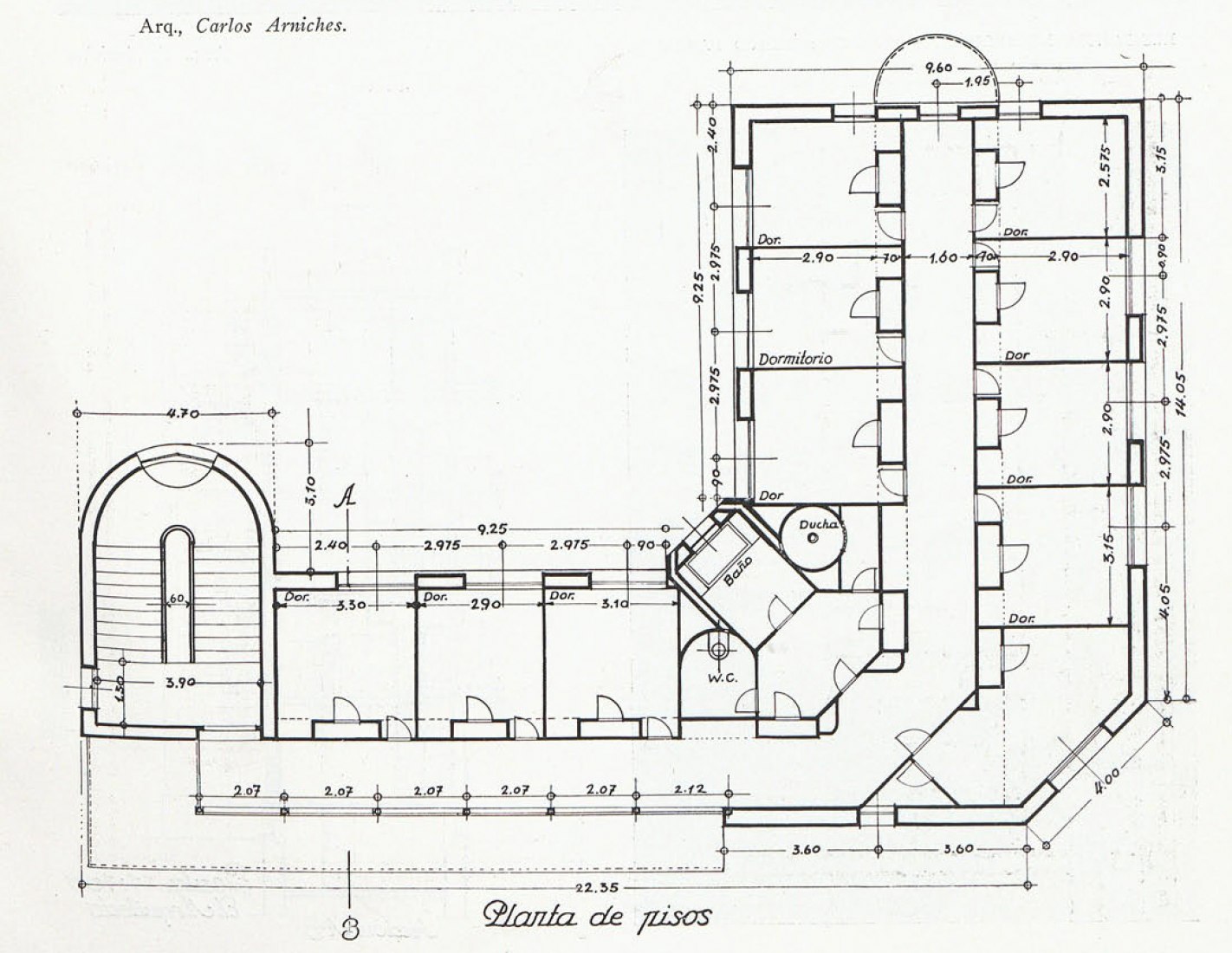 Planta de la Residencia de Señoritas de carlos Arniches (1932-1933).