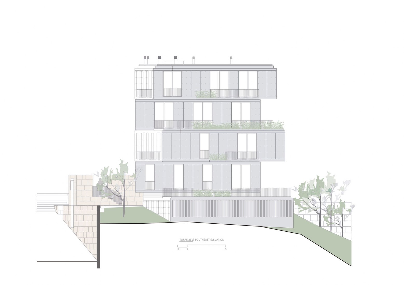 Southeast elevation. Tower 261 by Just an Architect.