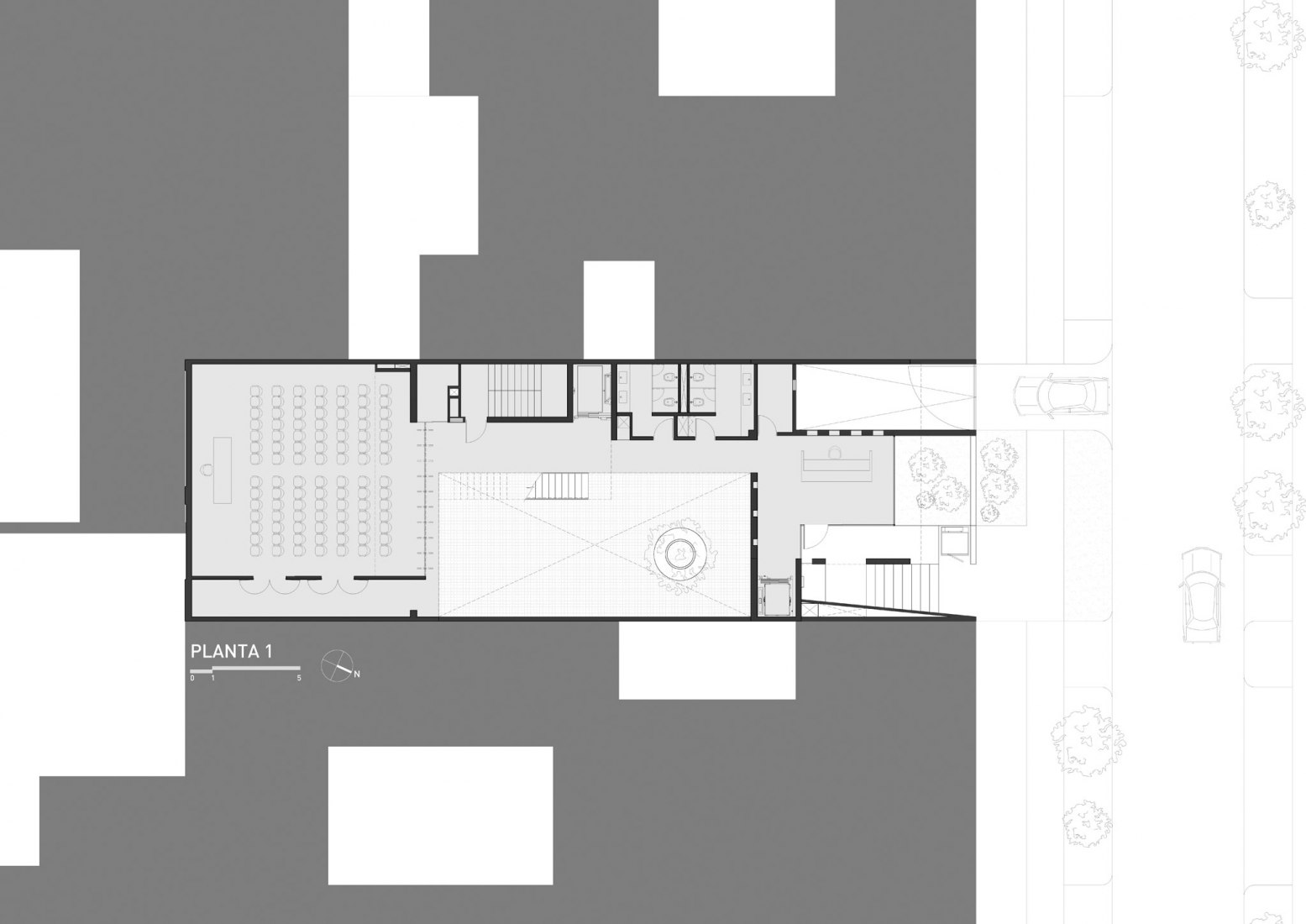 Ground floor plan. Atenea Building. Courtesy of K+M Arquitectos y Urbanismo