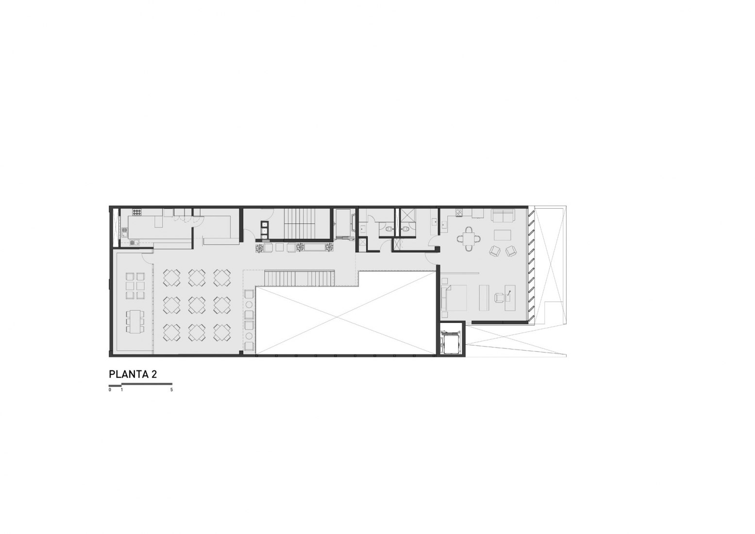 First floor plan. Atenea Building. Courtesy of K+M Arquitectos y Urbanismo