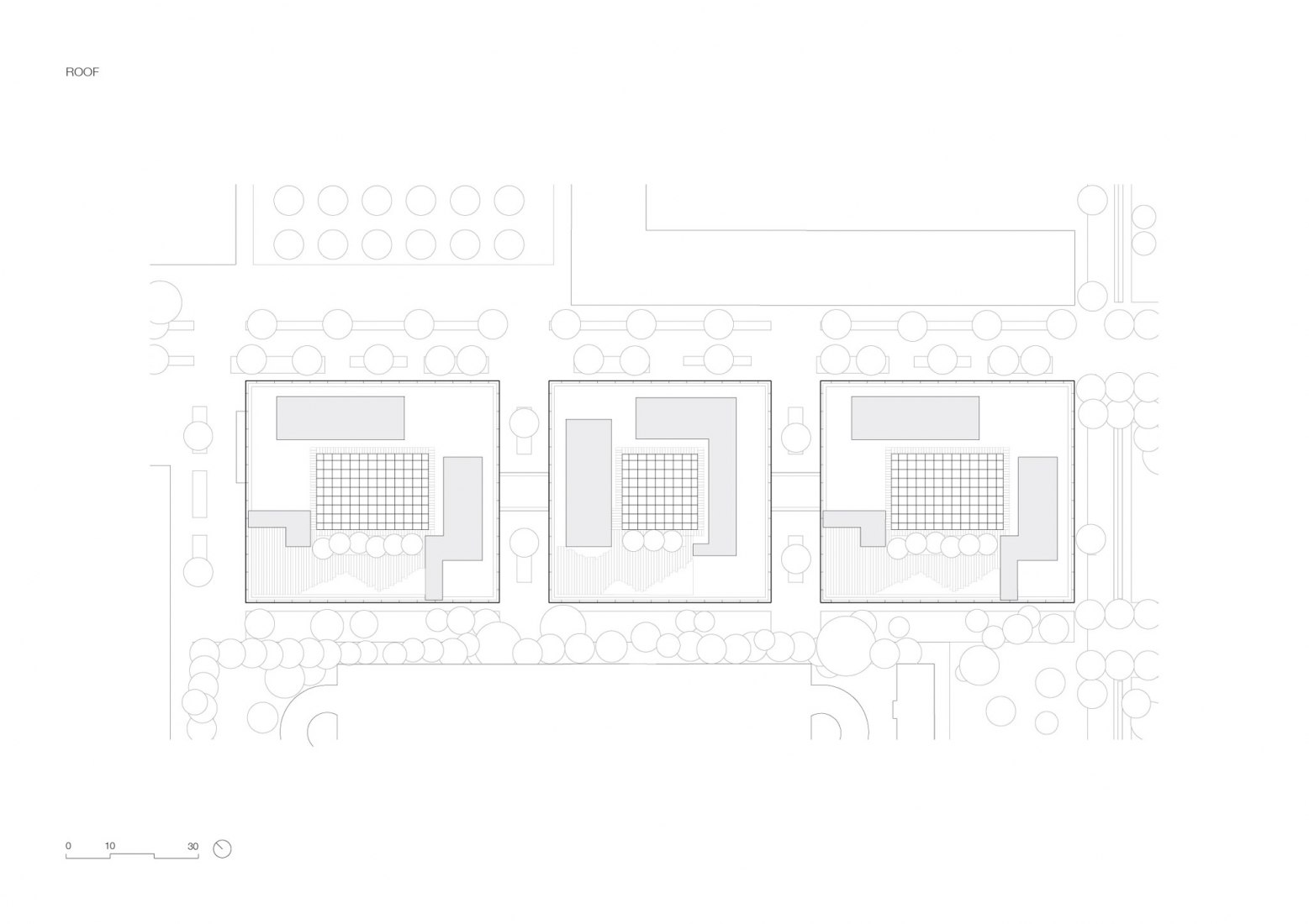 Plano de cubierta. iCampus Munich (Alpha, Beta, Gamma) por KAAN Architecten y RKW Architektur +. 