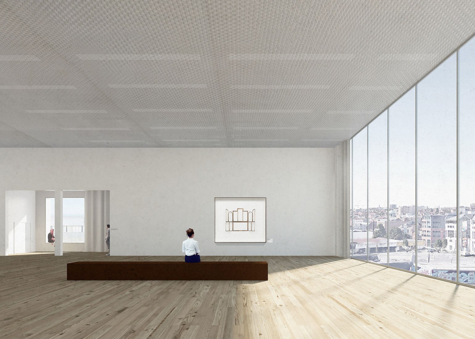 Interior view rendering. 'A Stage for Brussels' by NOA, EM2N and SBA. Image courtesy of NOA / EM2N / SBA