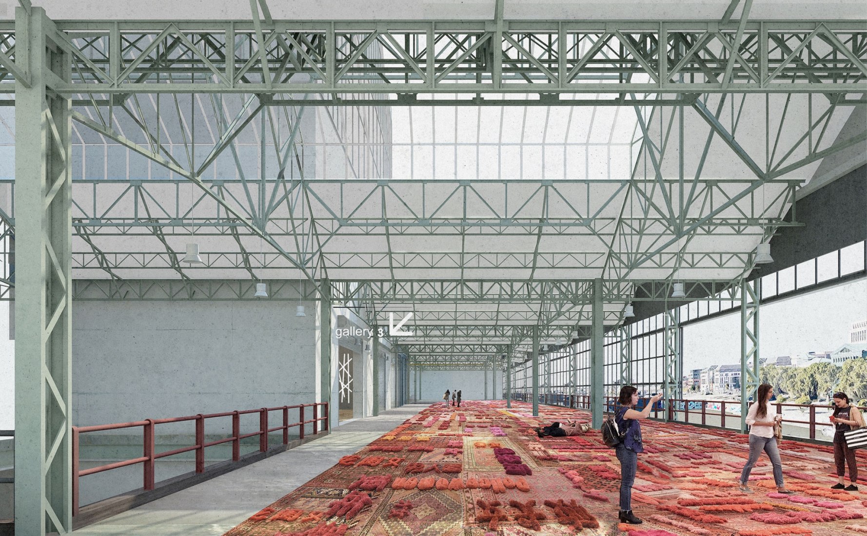 Interior view rendering. 'A Stage for Brussels' by NOA, EM2N and SBA. Image courtesy of NOA / EM2N / SBA
