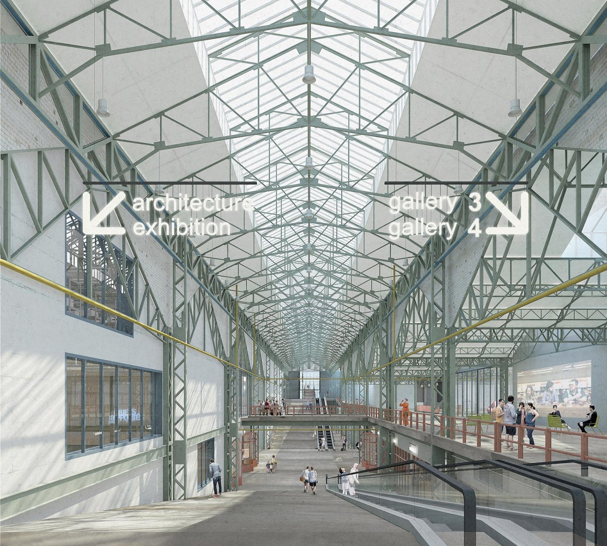 Interior view rendering. 'A Stage for Brussels' by NOA, EM2N and SBA. Image courtesy of NOA / EM2N / SBA