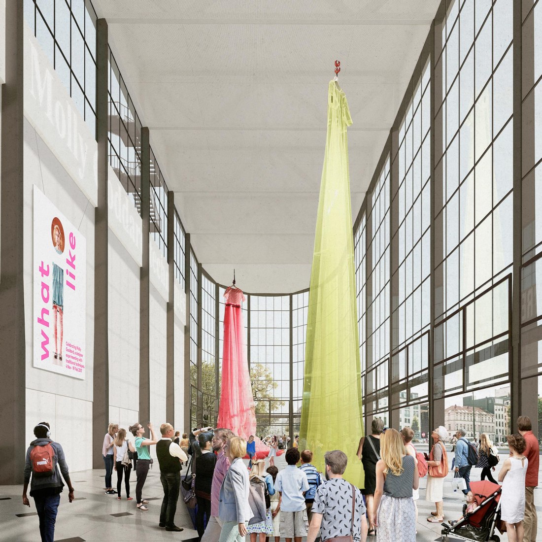 Interior view rendering. 'A Stage for Brussels' by NOA, EM2N and SBA. Image courtesy of NOA / EM2N / SBA