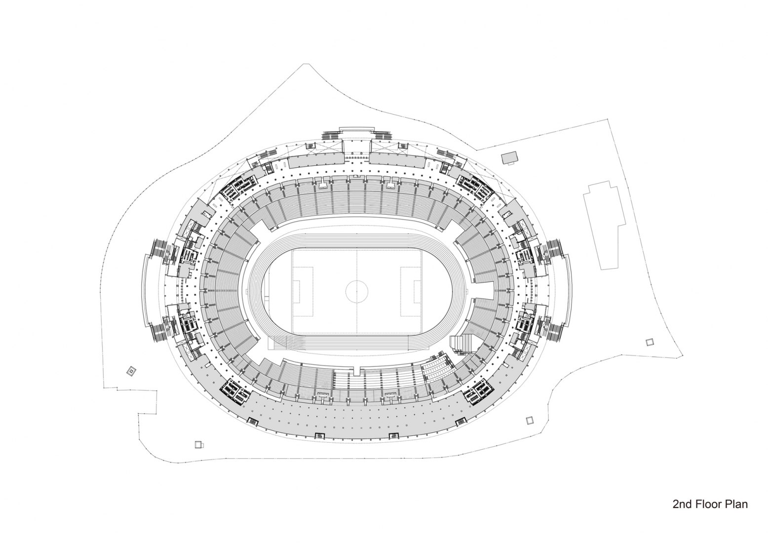 2nd floor plan. Tokyo National Stadium by Kengo Kuma.