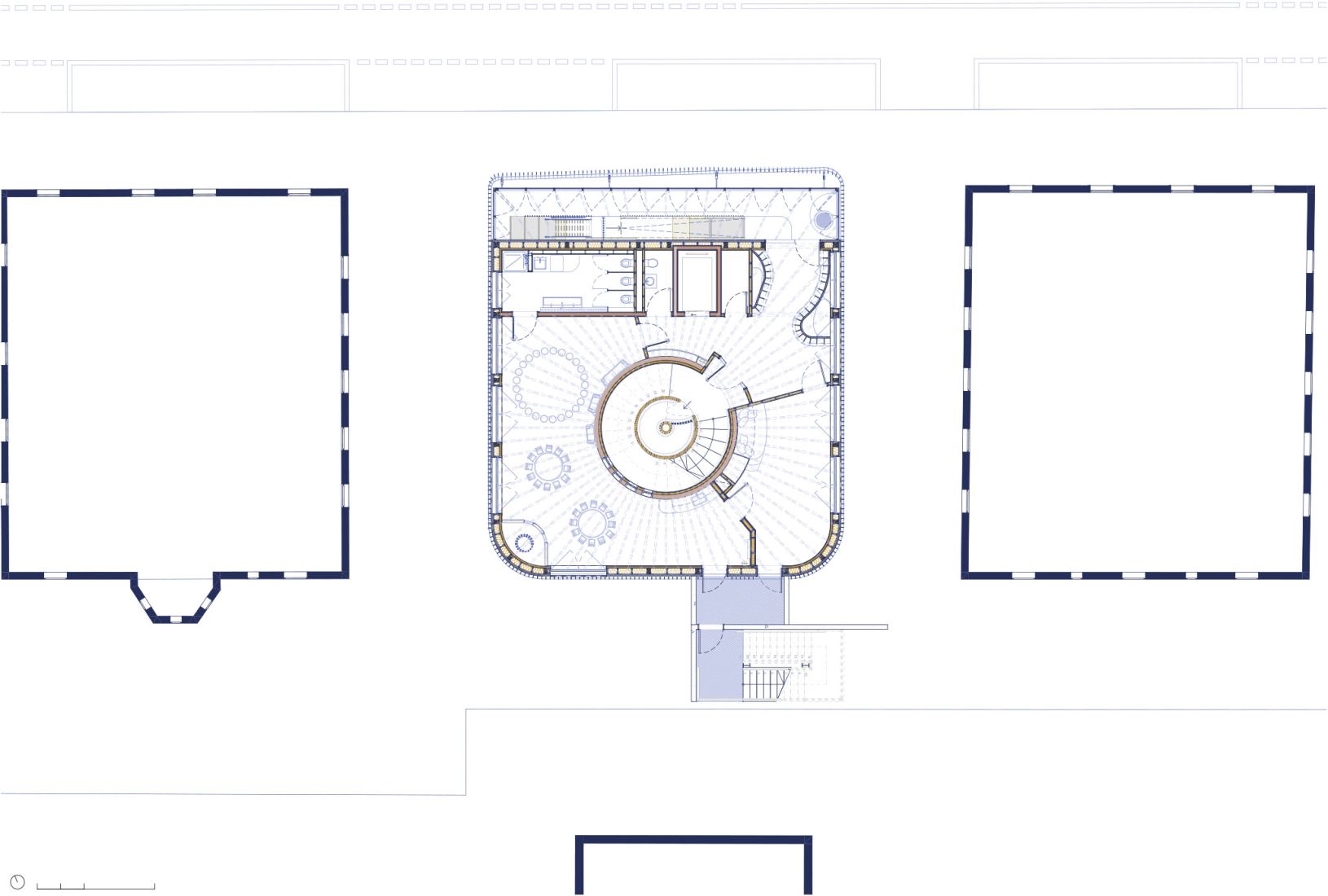 Plano de tercera planta. Nueva guardería en la Universidad Técnica de Munich por Kéré Architecture.