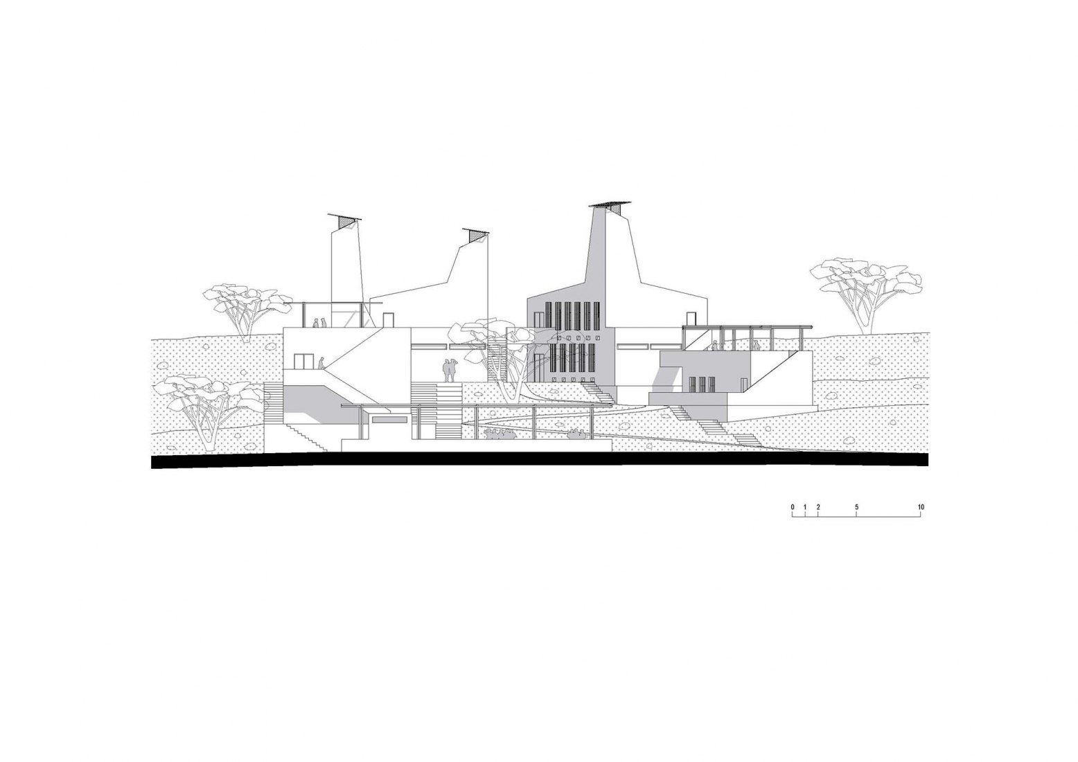 Alzado este. Startup Lions Campus por Kéré Architecture