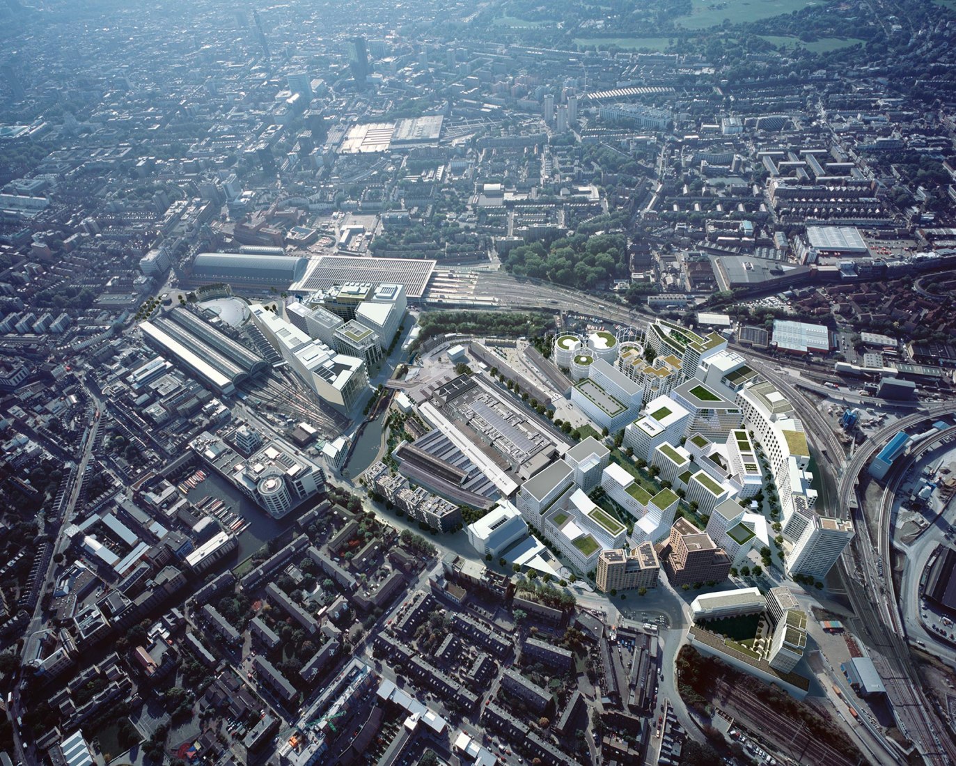 Vista aéra. Coal Drops Yard por Heatherwick Studio.
