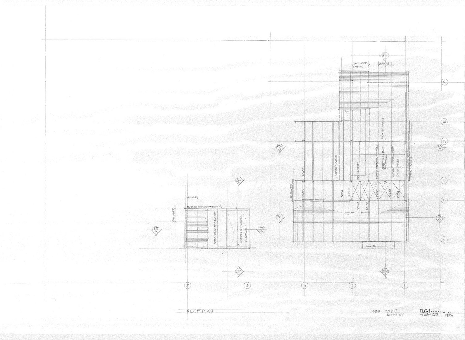 Roof structure plan. Dune House by KLG Architects.