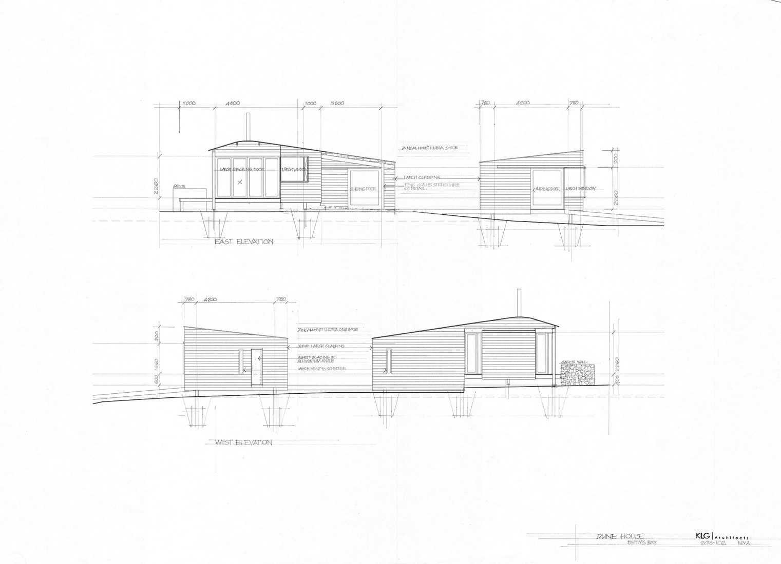 Elevation. Dune House by KLG Architects.
