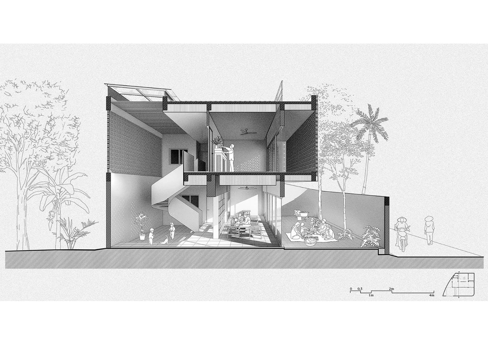 Sección. La Casa Grande por Km Architecture Office.