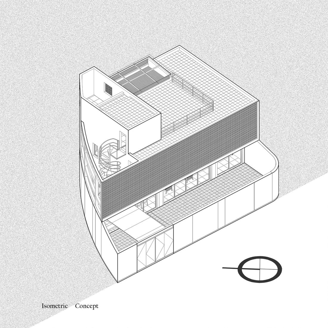 Axonometría. La Casa Grande por Km Architecture Office.