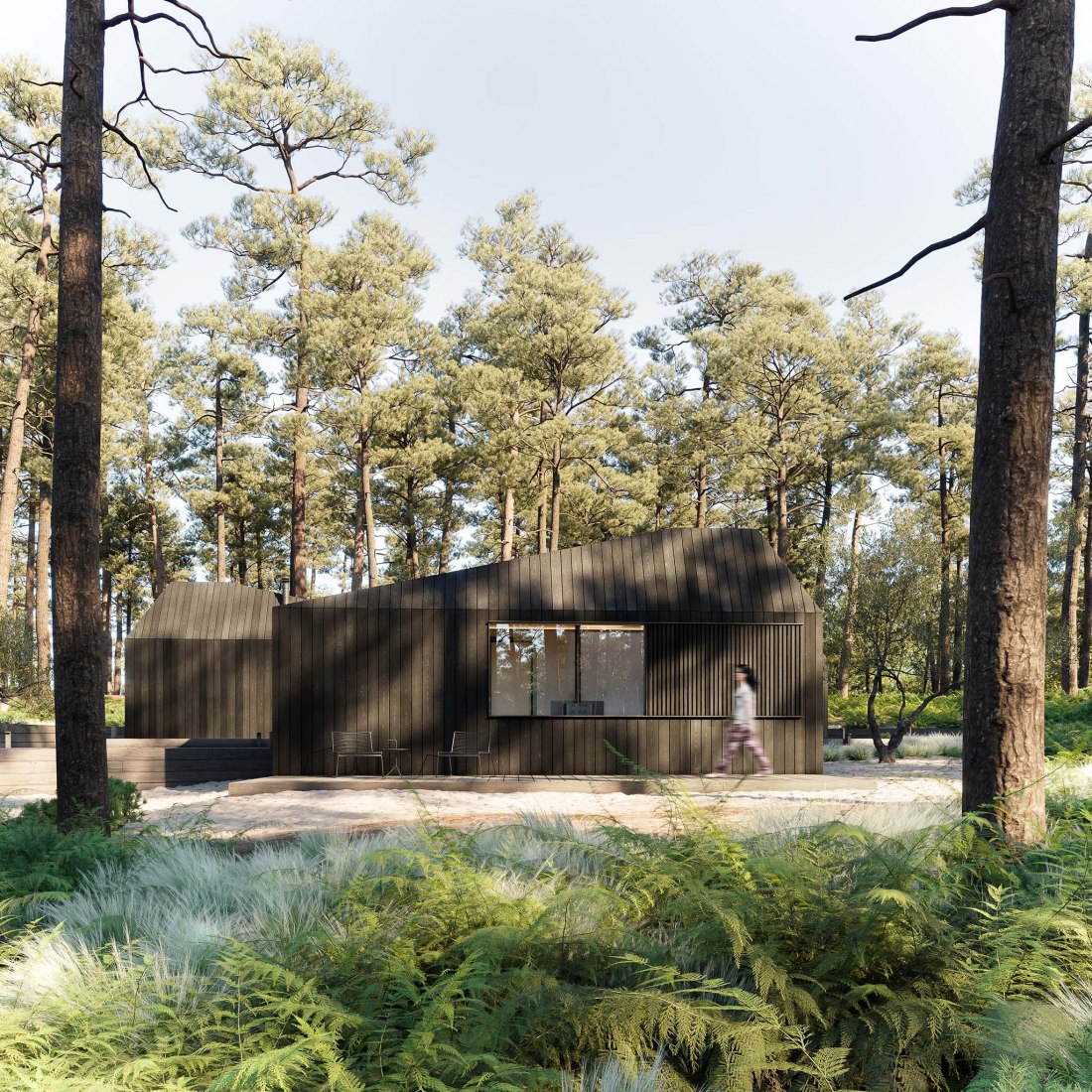 Hytte Cabins by Aylott & Van Tromp and Koto Design. Rendering by Merge Visualisation