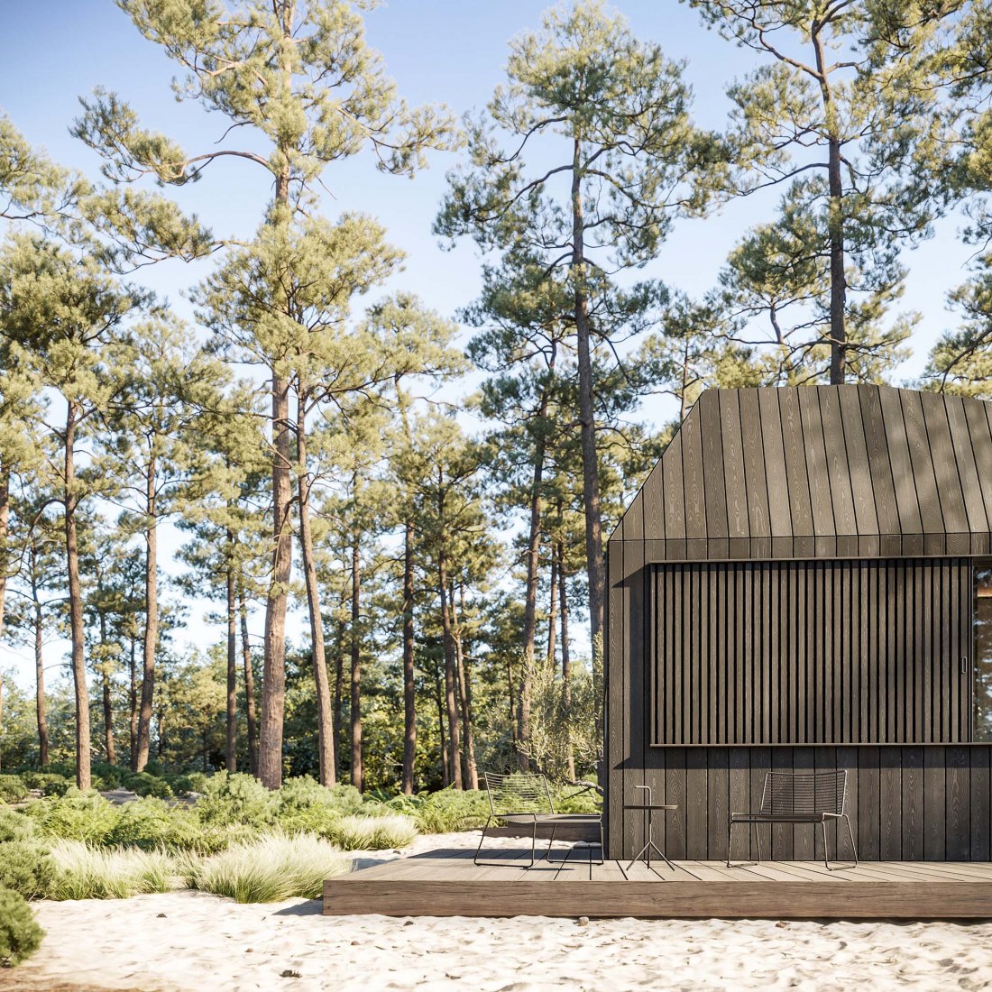 Hytte Cabins by Aylott & Van Tromp and Koto Design. Rendering by Merge Visualisation
