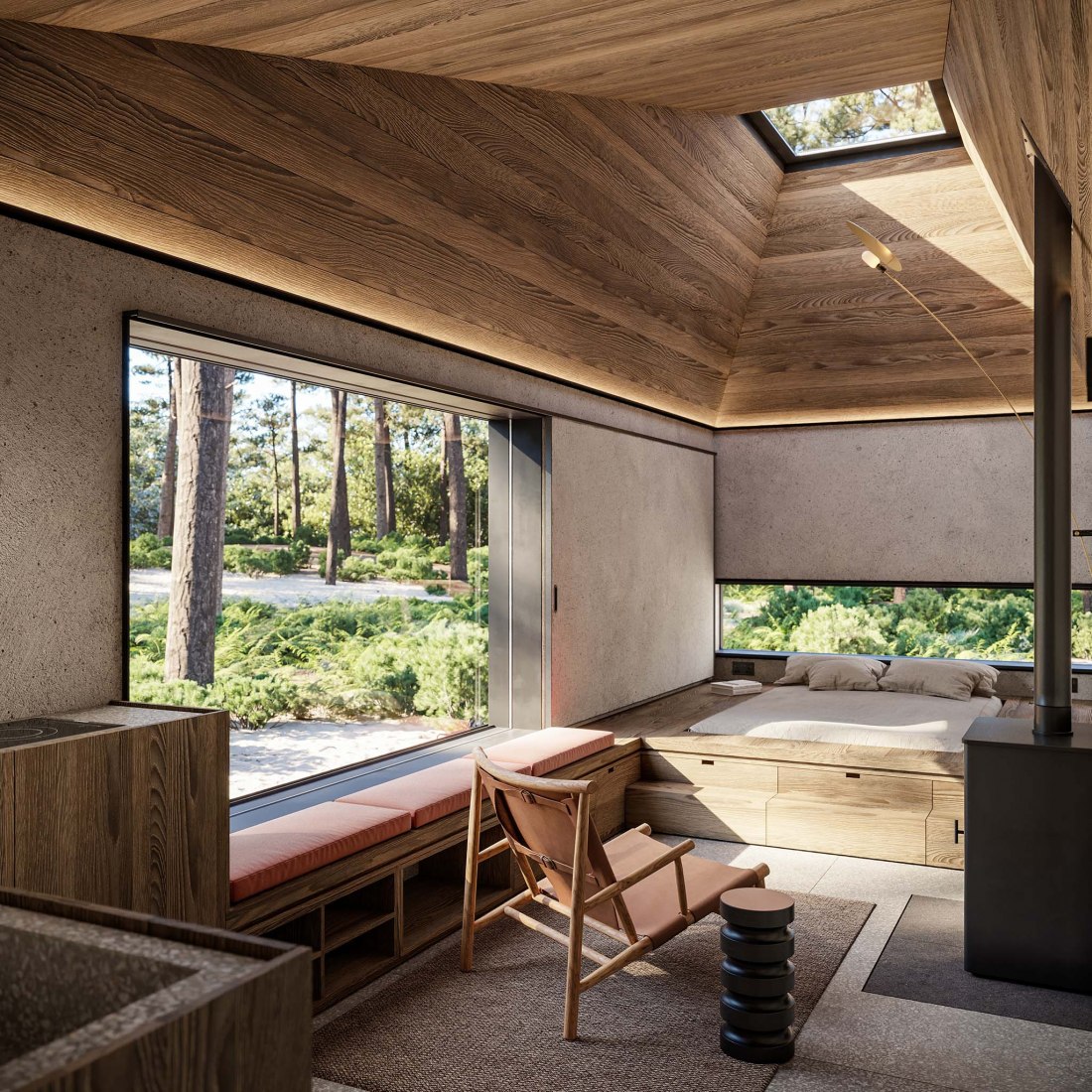 Hytte Cabins by Aylott & Van Tromp and Koto Design. Rendering by Merge Visualisation