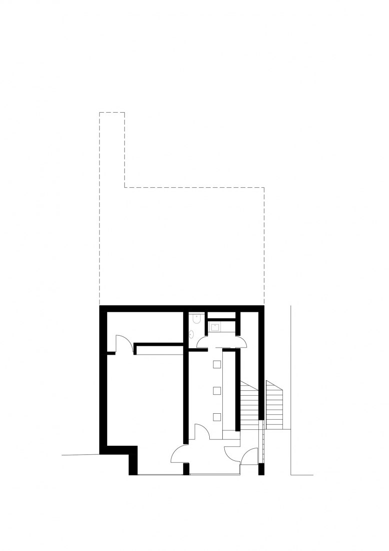 Plano de planta baja. Casa Familiar en el Valle del Río por Kuba & Pilar architekti