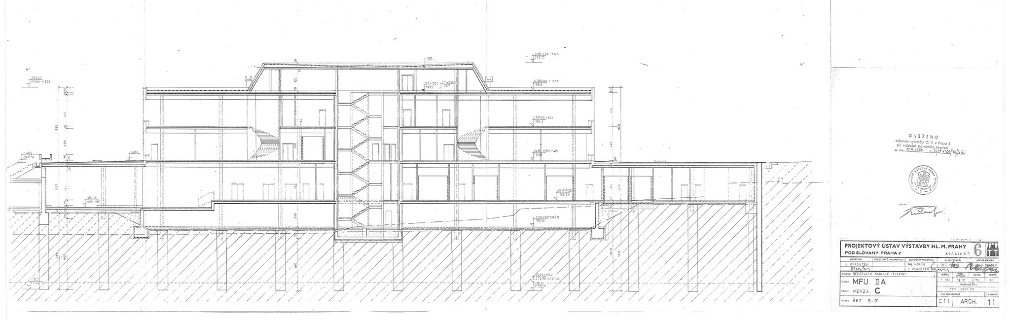 Original building section. New Headquarters of the Faculty of Humanities, Charles University by Kuba & Pilař architekti. 