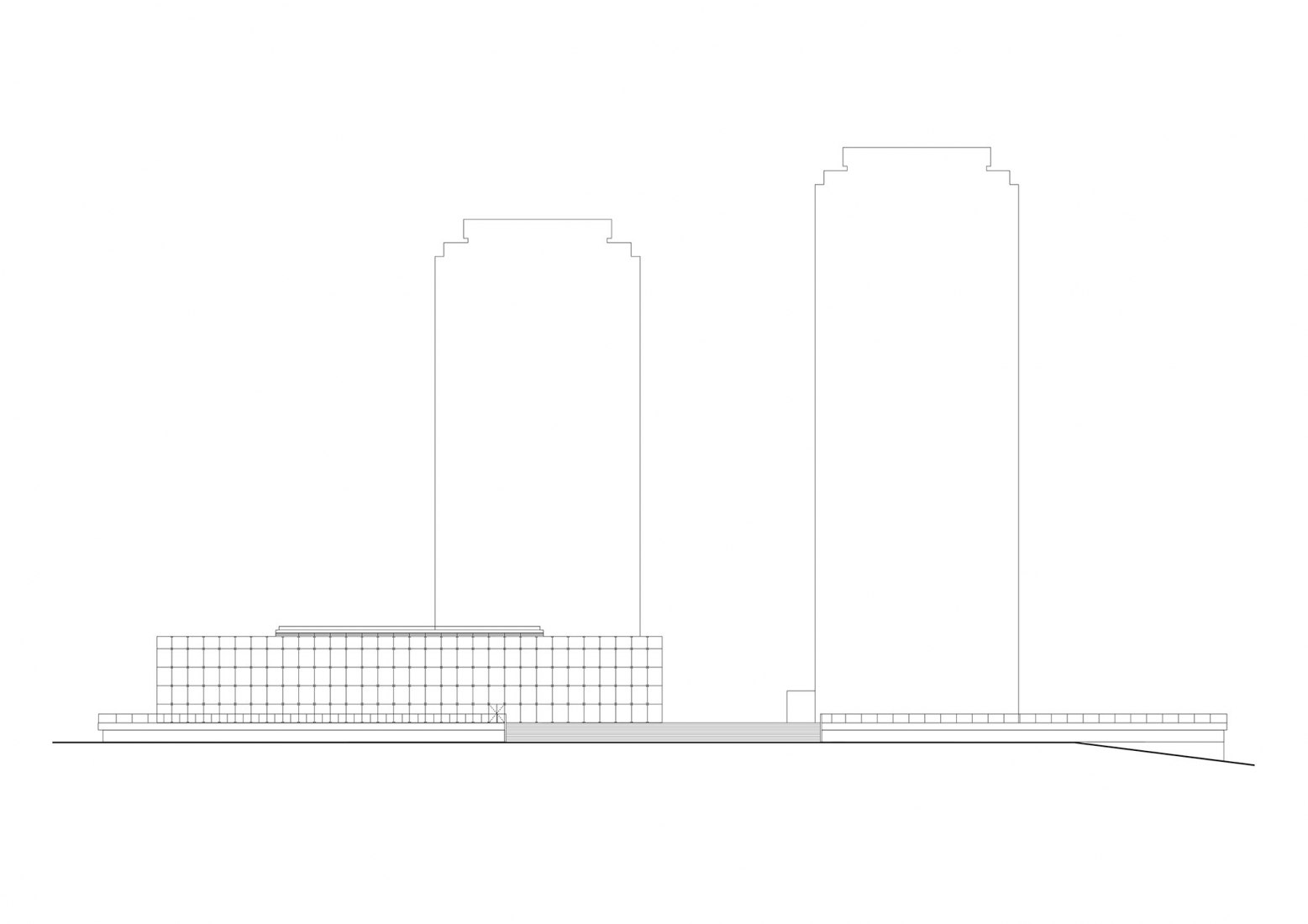 South elevation. New Headquarters of the Faculty of Humanities, Charles University by Kuba & Pilař architekti. 