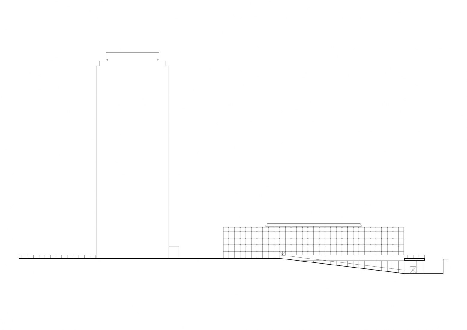 North elevation. New Headquarters of the Faculty of Humanities, Charles University by Kuba & Pilař architekti. 