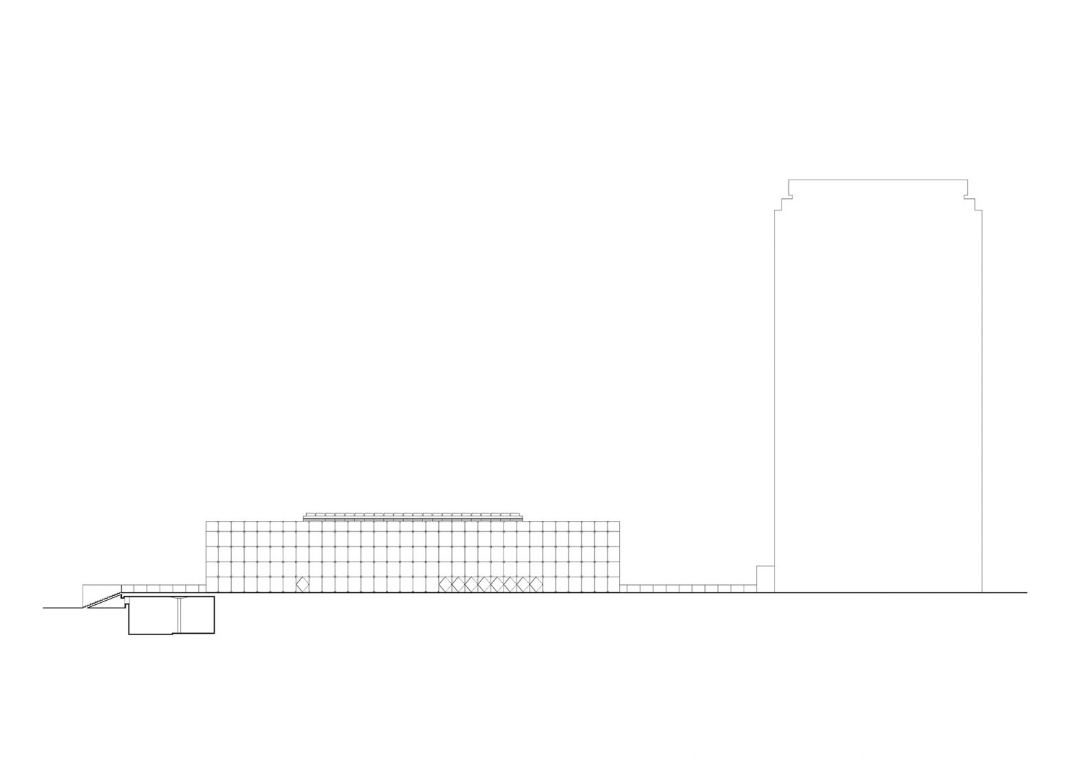 East elevation. New Headquarters of the Faculty of Humanities, Charles University by Kuba & Pilař architekti. 