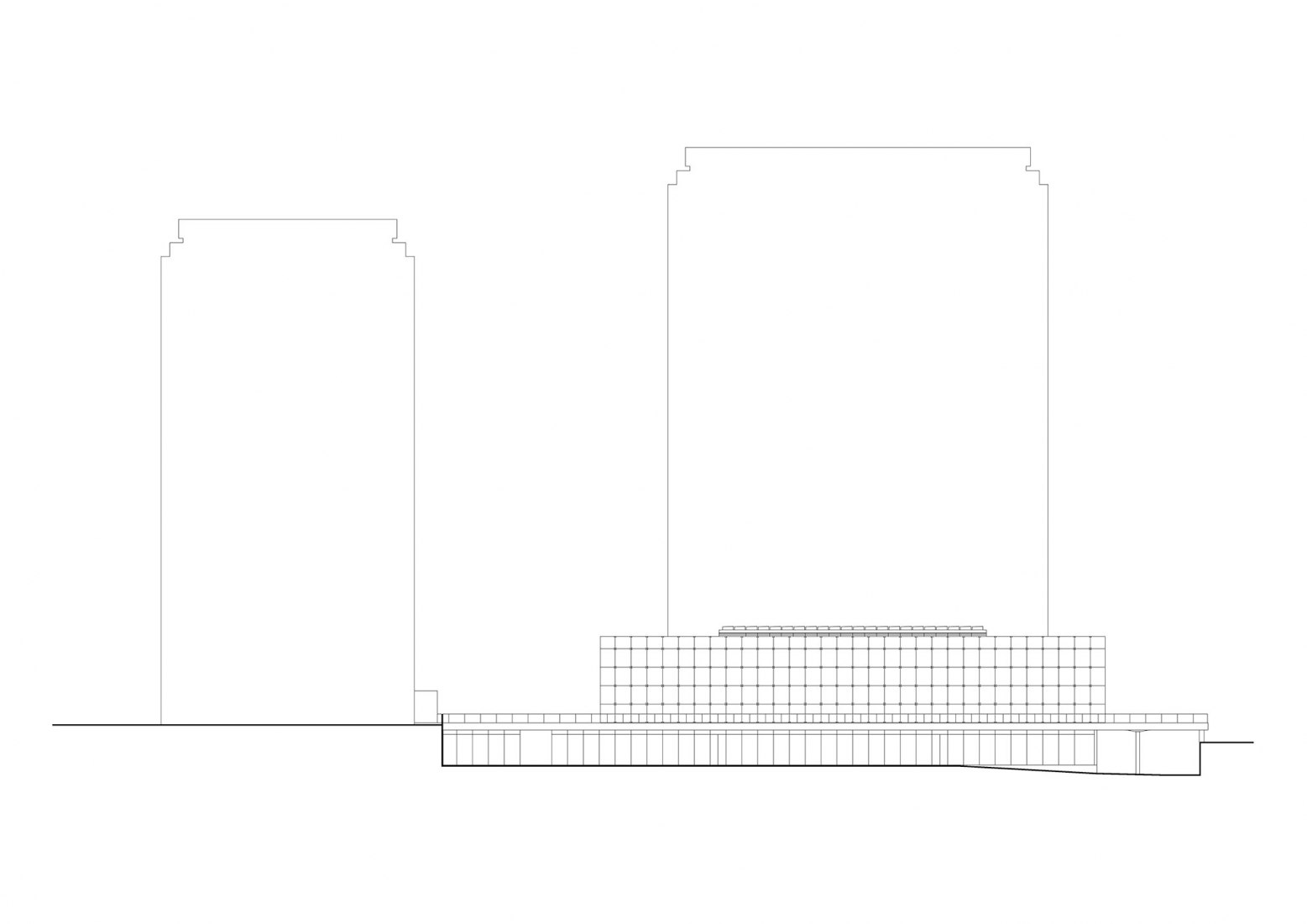 West elevation. New Headquarters of the Faculty of Humanities, Charles University by Kuba & Pilař architekti. 