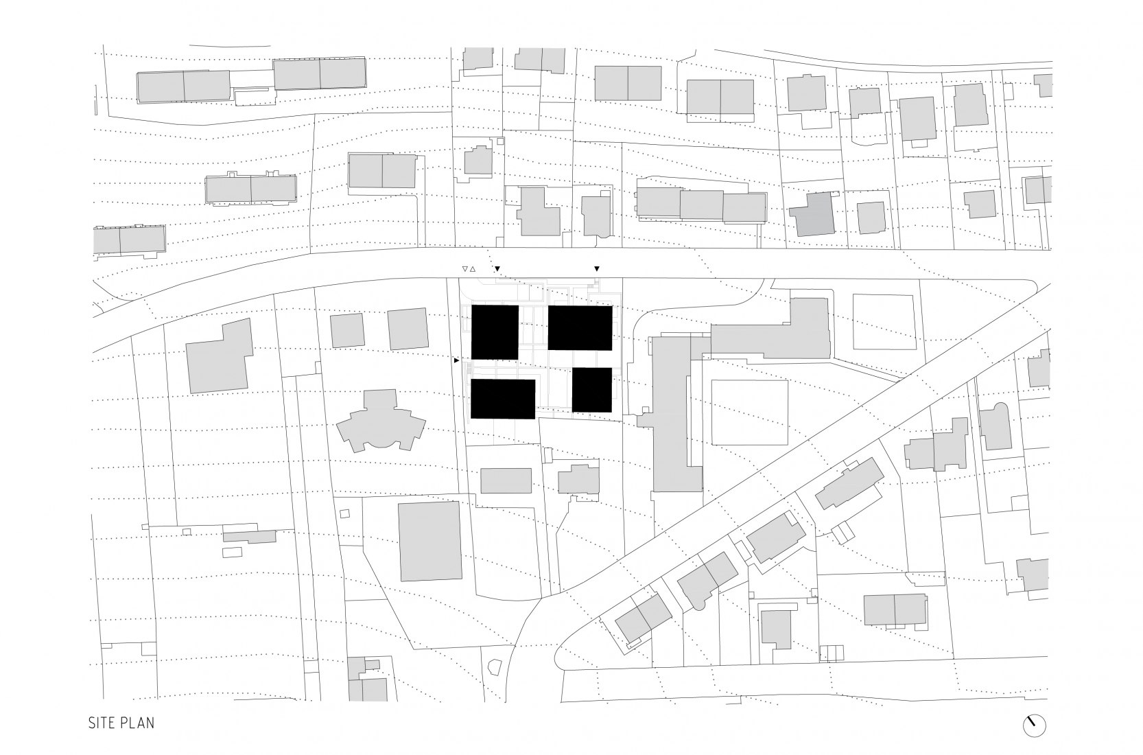 Site plan. Four Houses in One by Kuba & Pilař architekti