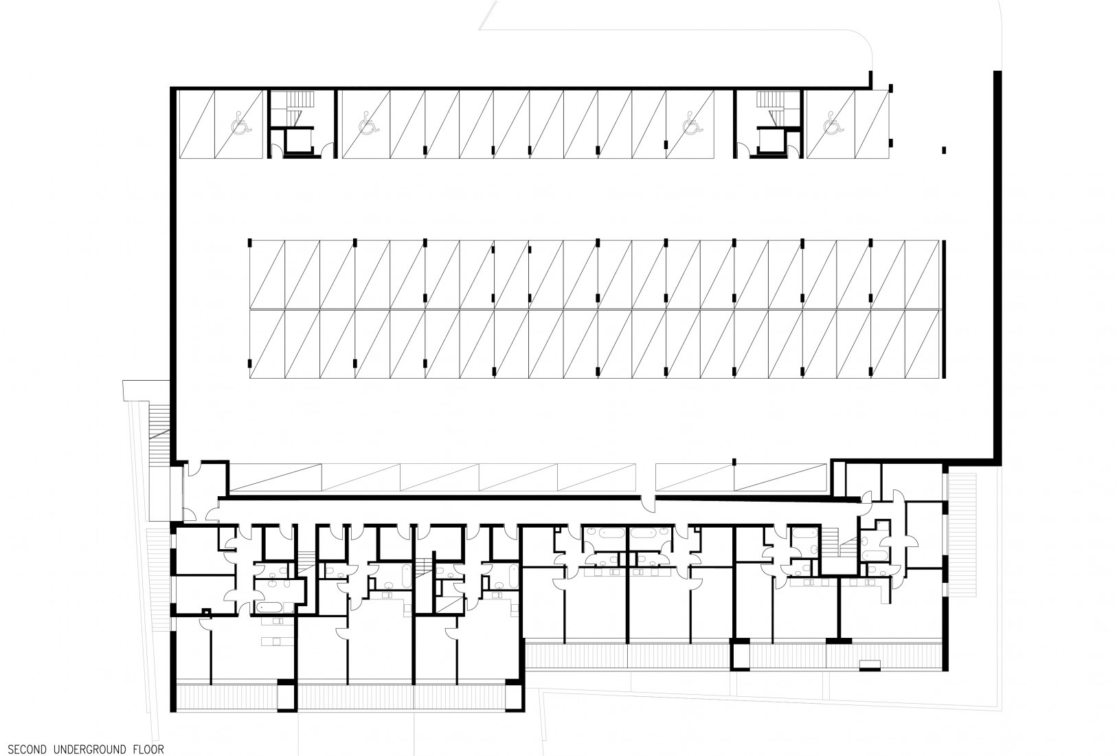 Second under ground floor plan. Four Houses in One by Kuba & Pilař architekti