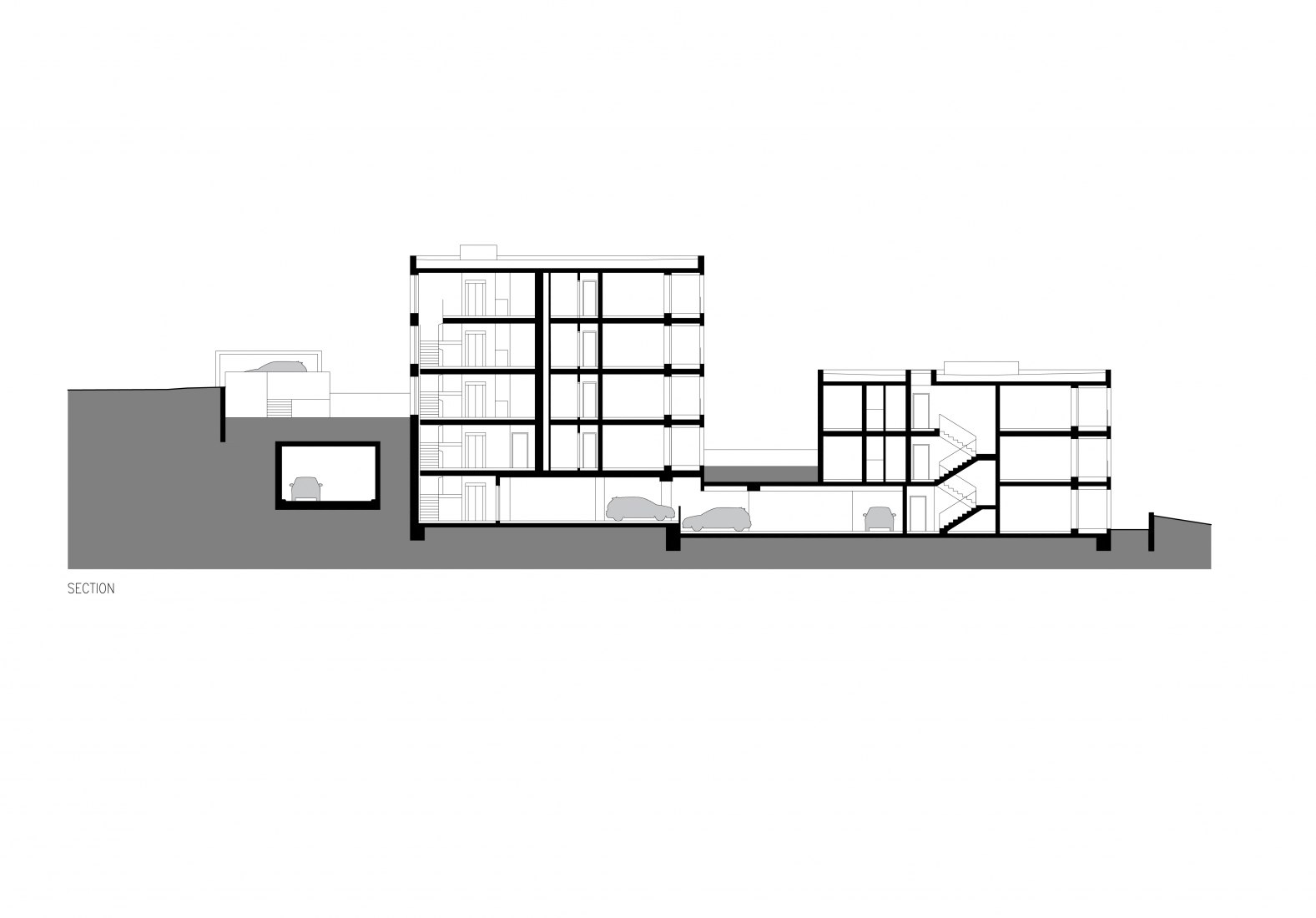 Section. Four Houses in One by Kuba & Pilař architekti