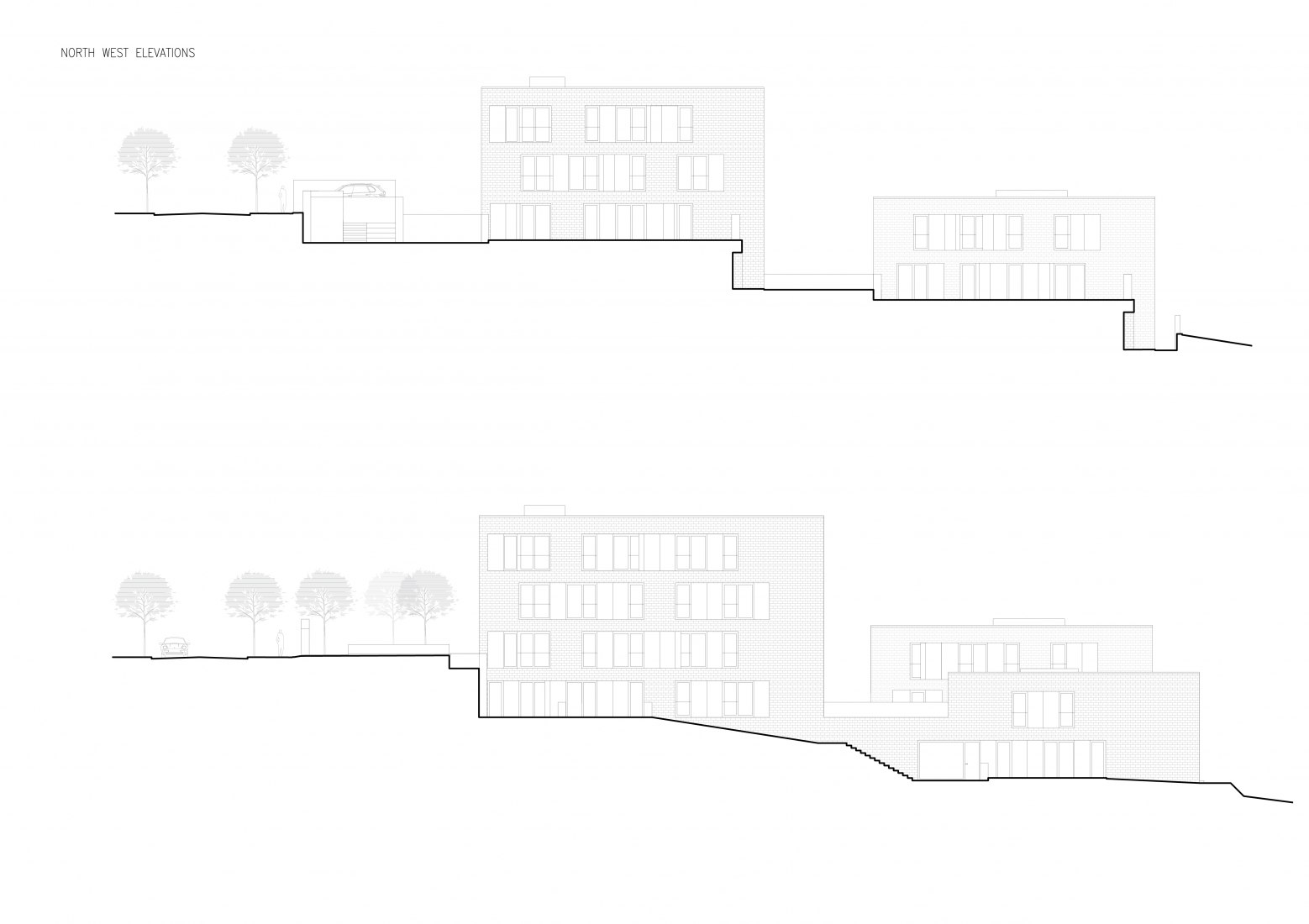 North-West elevation. Four Houses in One by Kuba & Pilař architekti