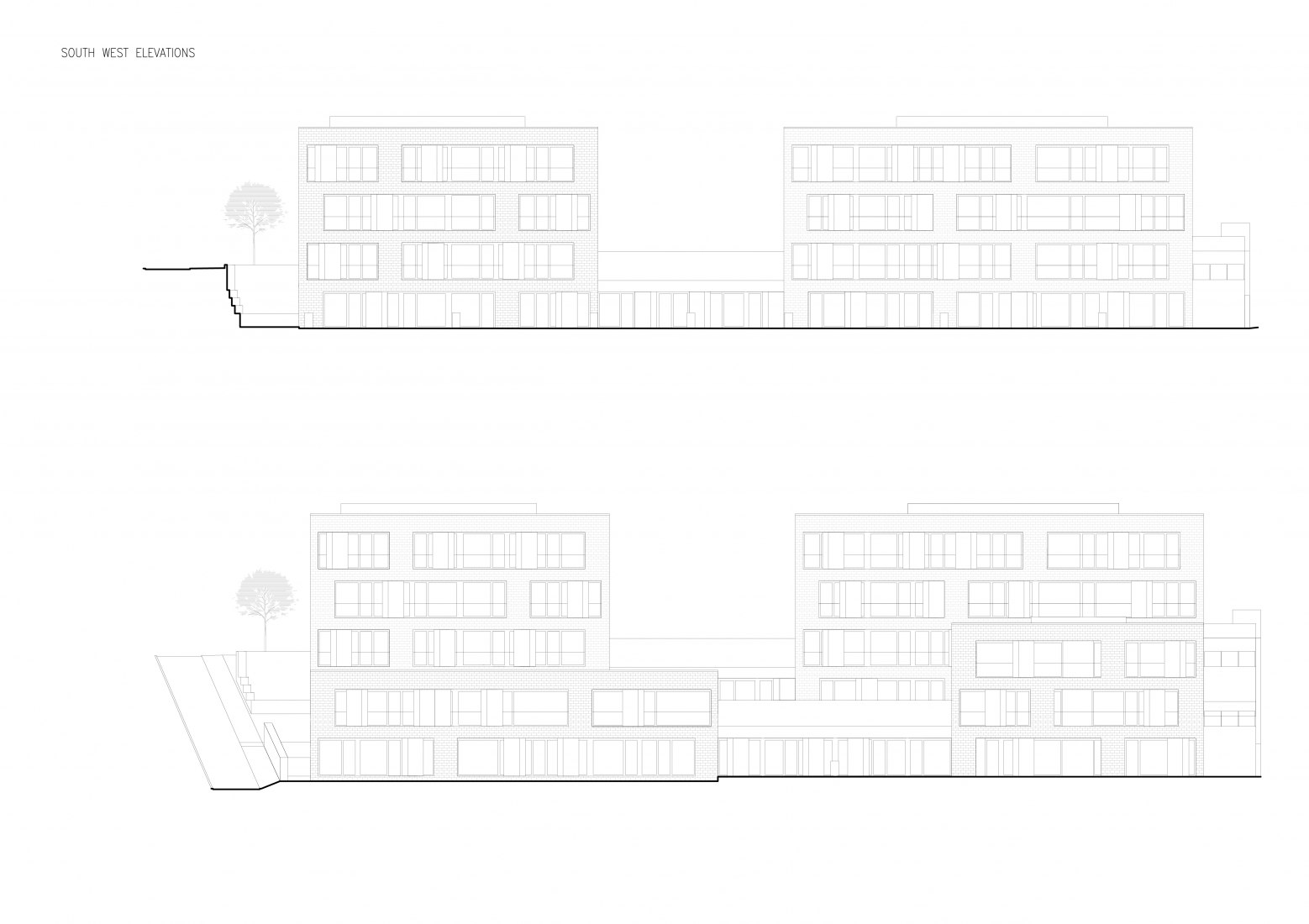 South-West elevation. Four Houses in One by Kuba & Pilař architekti