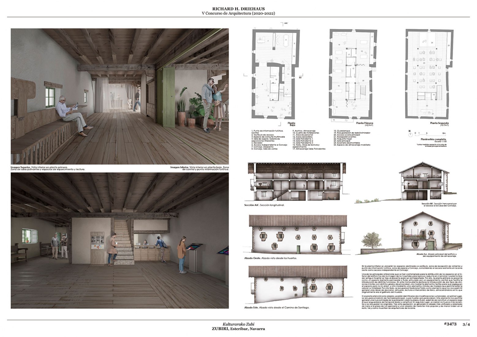 Board. First prize. «Kulturarako Zubi» by Francisco Sánchez Salazar, Miguel Antonio García and Jesús Llanos Jiménez. Winning proposal Zubiri municipality.