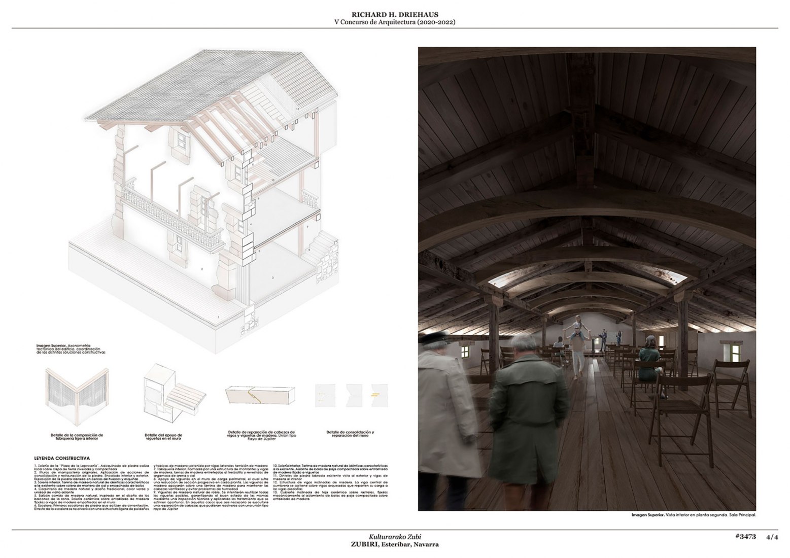 Board. First prize. «Kulturarako Zubi» by Francisco Sánchez Salazar, Miguel Antonio García and Jesús Llanos Jiménez. Winning proposal Zubiri municipality.