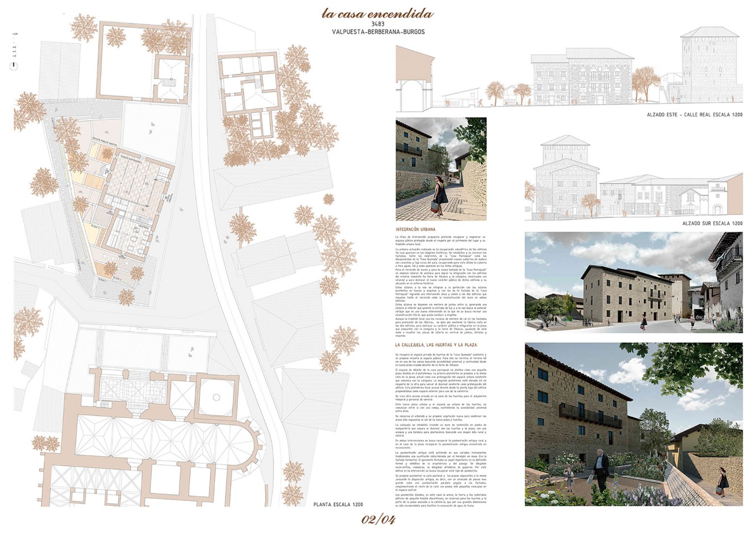 Board. First prize. "La Casa Encendida" by Susana Granizo Polo and Silvia N. Gómez Díaz. Winning proposal for Valpuesta  municipality.