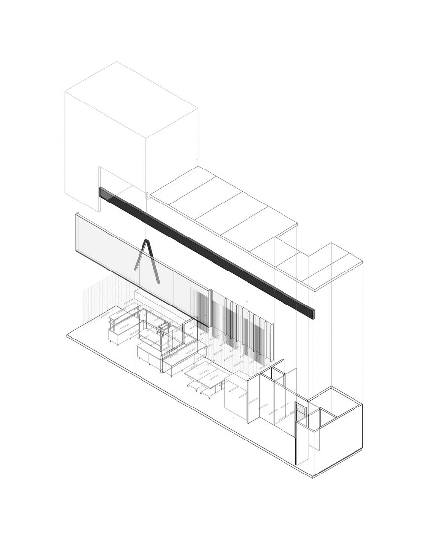 Axonometric volume. a Linda Bakery Carrasco by Pedro Livni Architect. Image courtesy of Pedro Livni Architect 