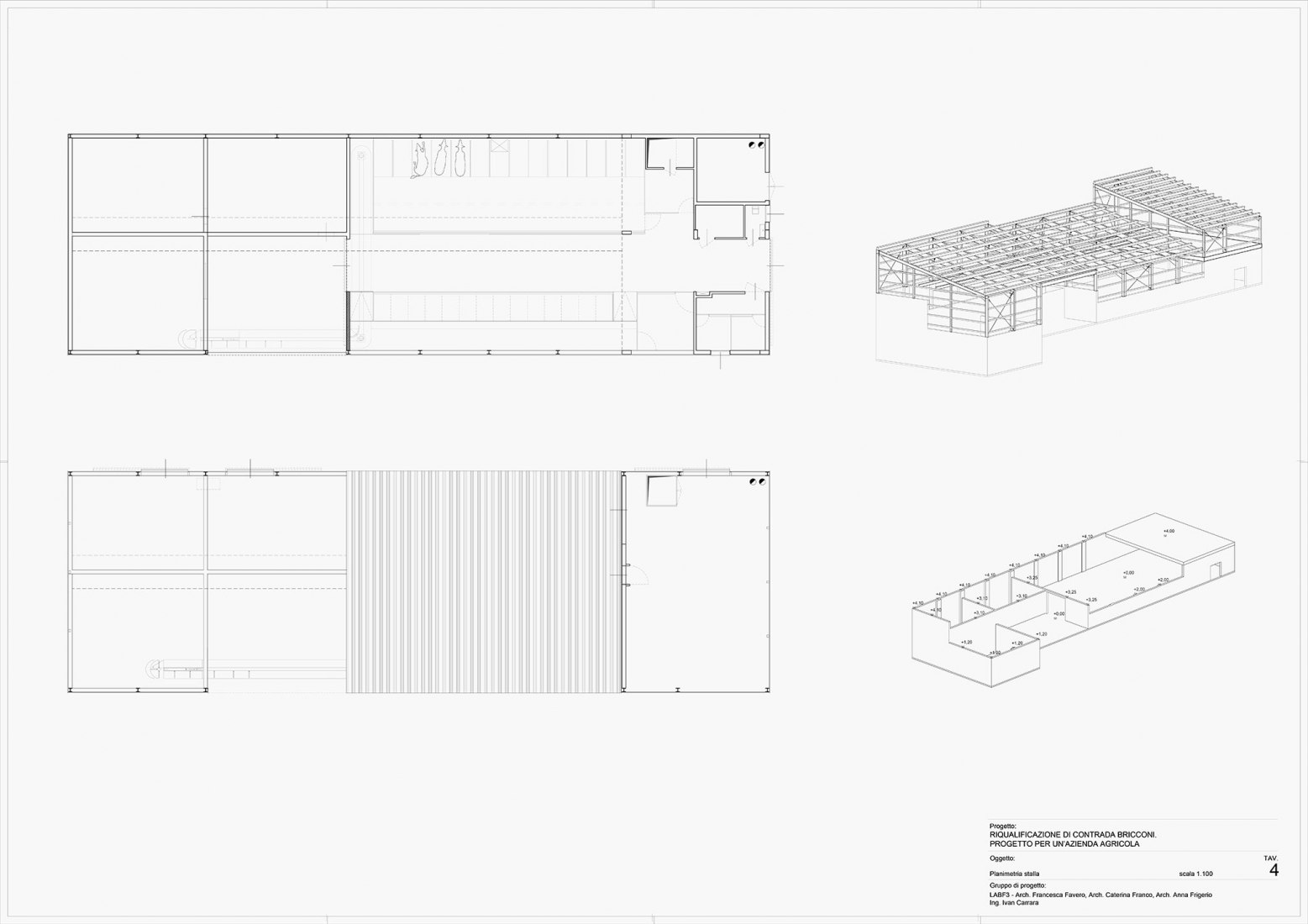 Planos de establo. Rehabilitación de Contrada Bricconi por LabF3.