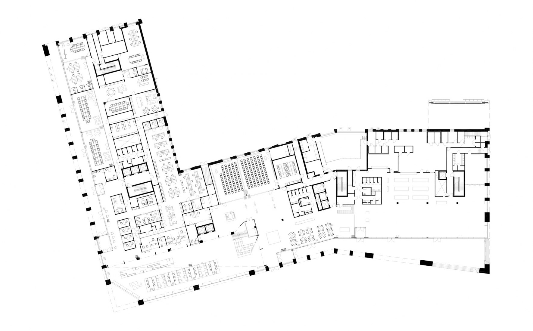Ground floor plan. Urban Environment House by Lahdelma & Mahlamäki Architects.