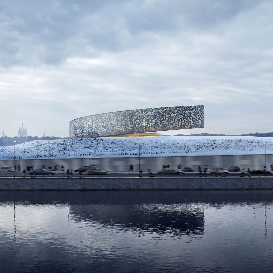 Rendering. Museum for the Defense and Siege of Leningrad by Lahdelma & Mahlmäki’s. Visualitation by Brick Visual