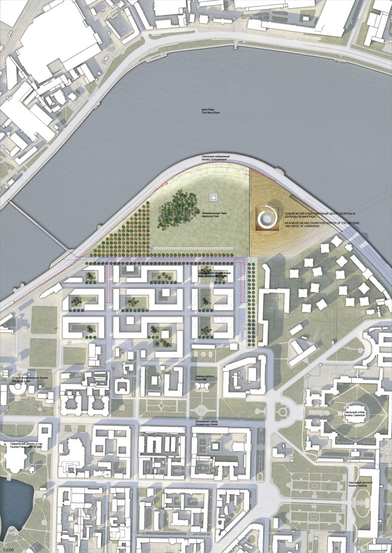 Site plan. Museum for the Defense and Siege of Leningrad by Lahdelma & Mahlmäki’s.