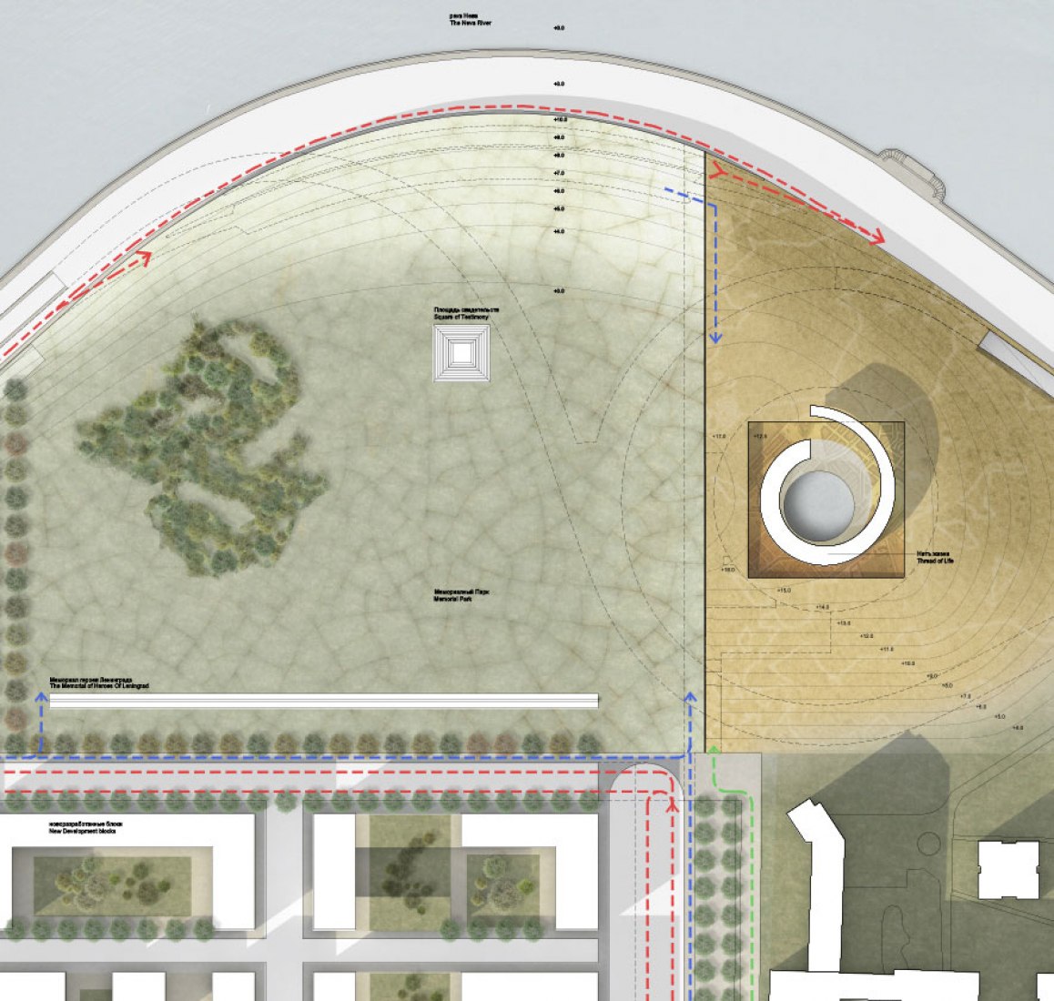 Site plan. Museum for the Defense and Siege of Leningrad by Lahdelma & Mahlmäki’s.