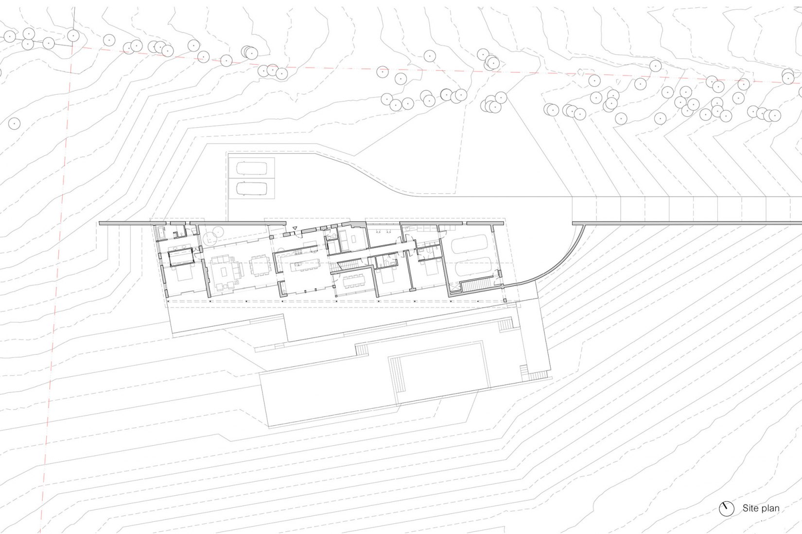 Site plan. Virgin Vineyard House by LAMAS Architecture.