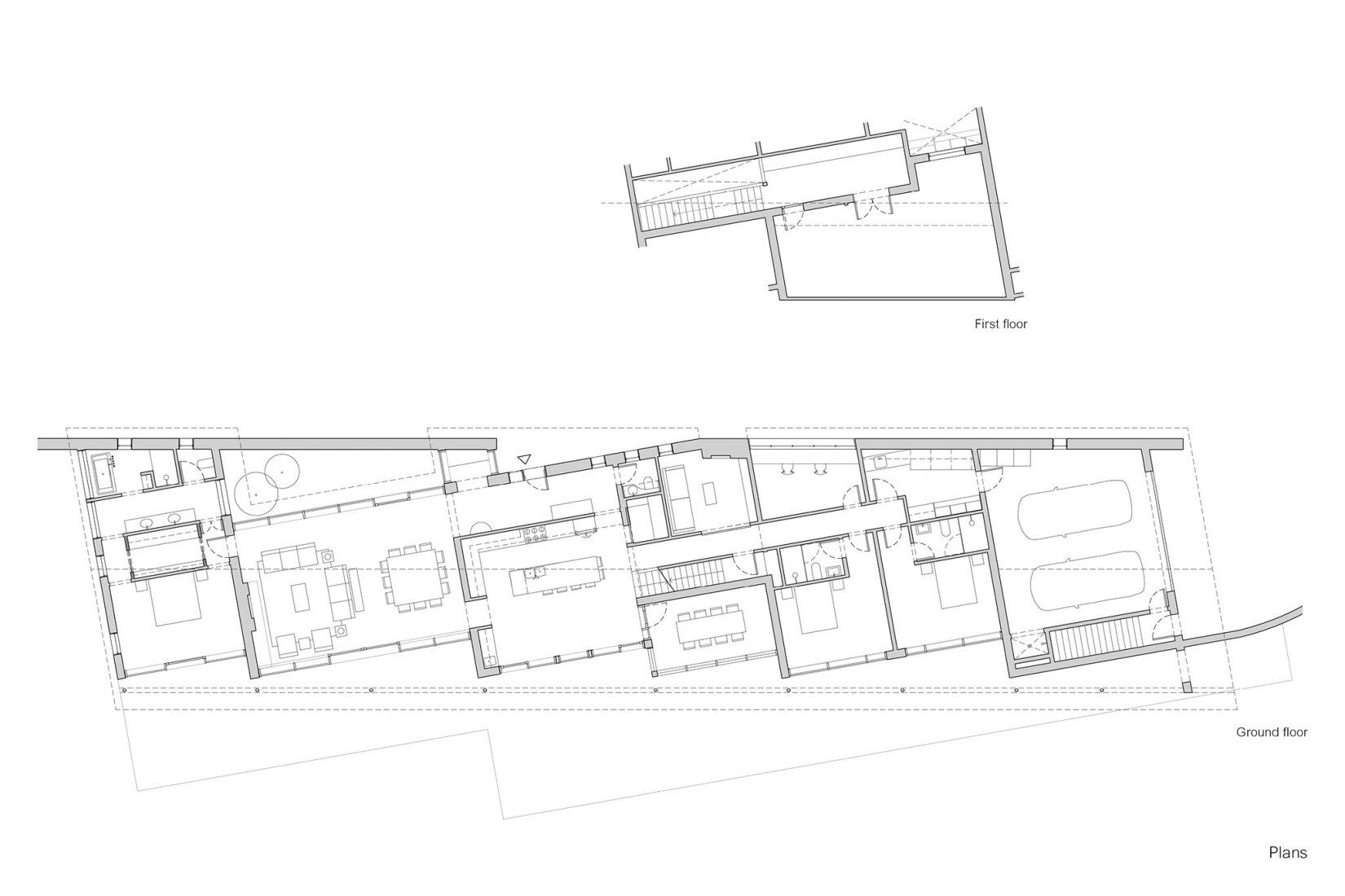 Ground and first floor plan. Virgin Vineyard House by LAMAS Architecture.
