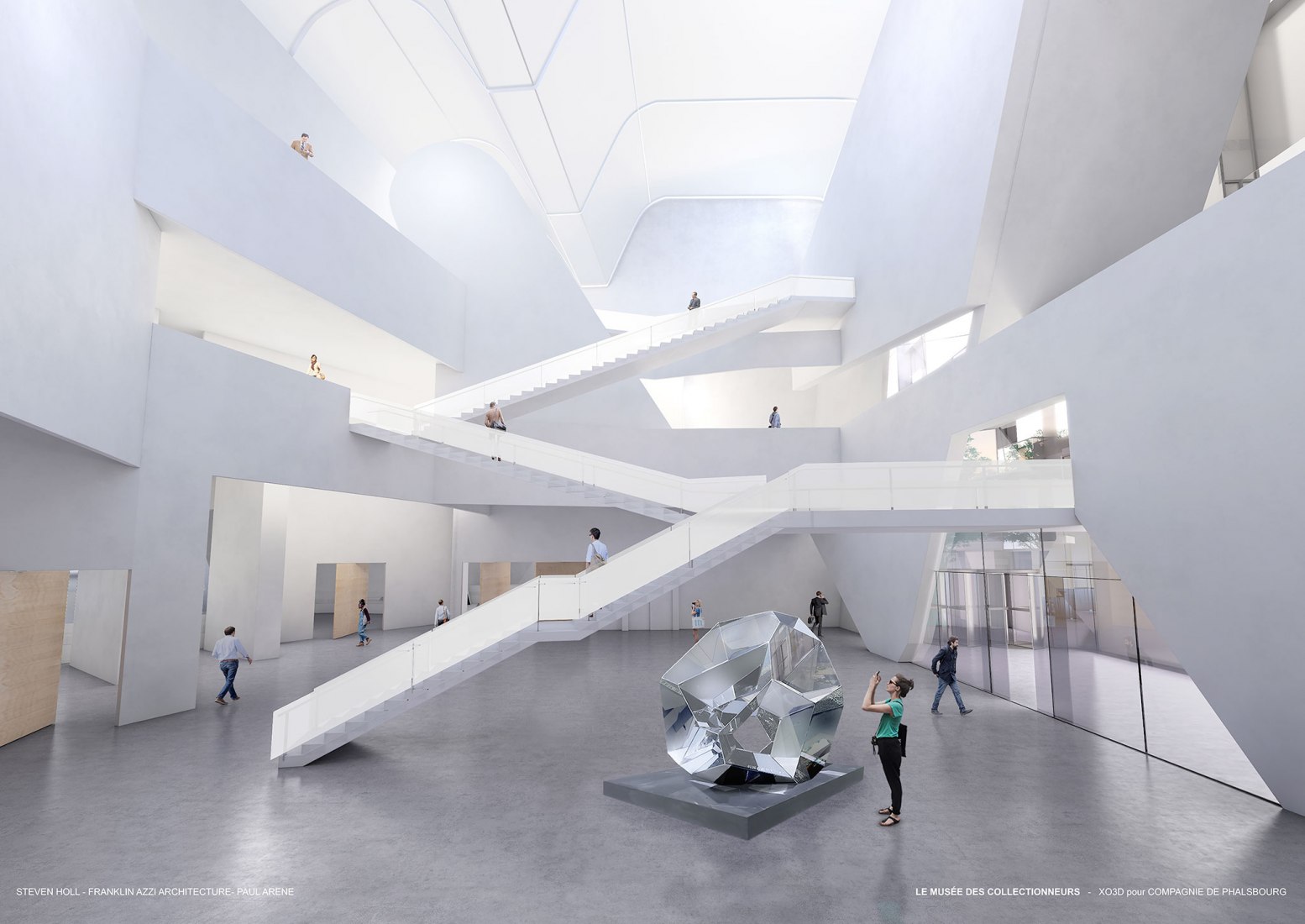 A central atrium gives space for exhibitions. Image Courtesy of Steven Holl  / Imagine Angers