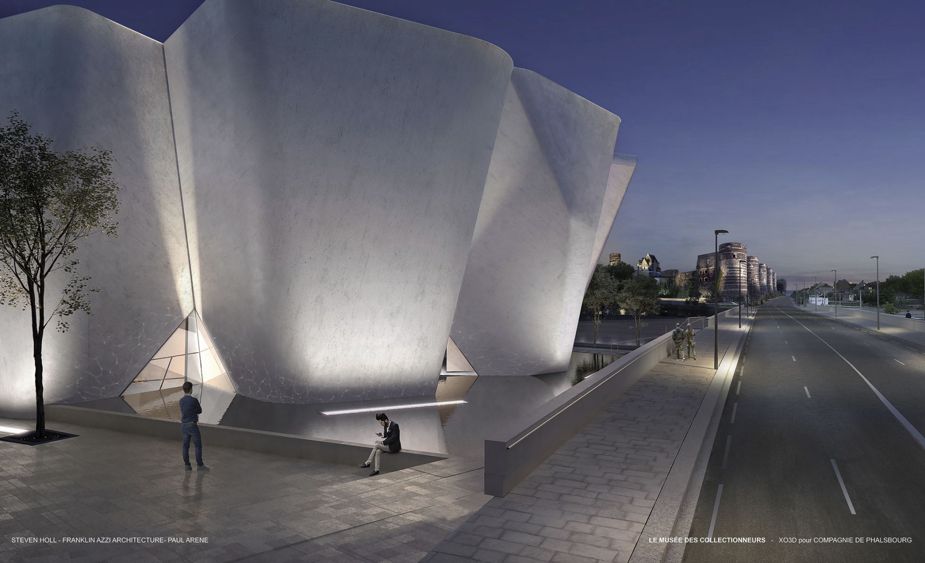 The white concrete museum is inspired by an adjacent fortress. Image Courtesy of Steven Holl / Imagine Angers