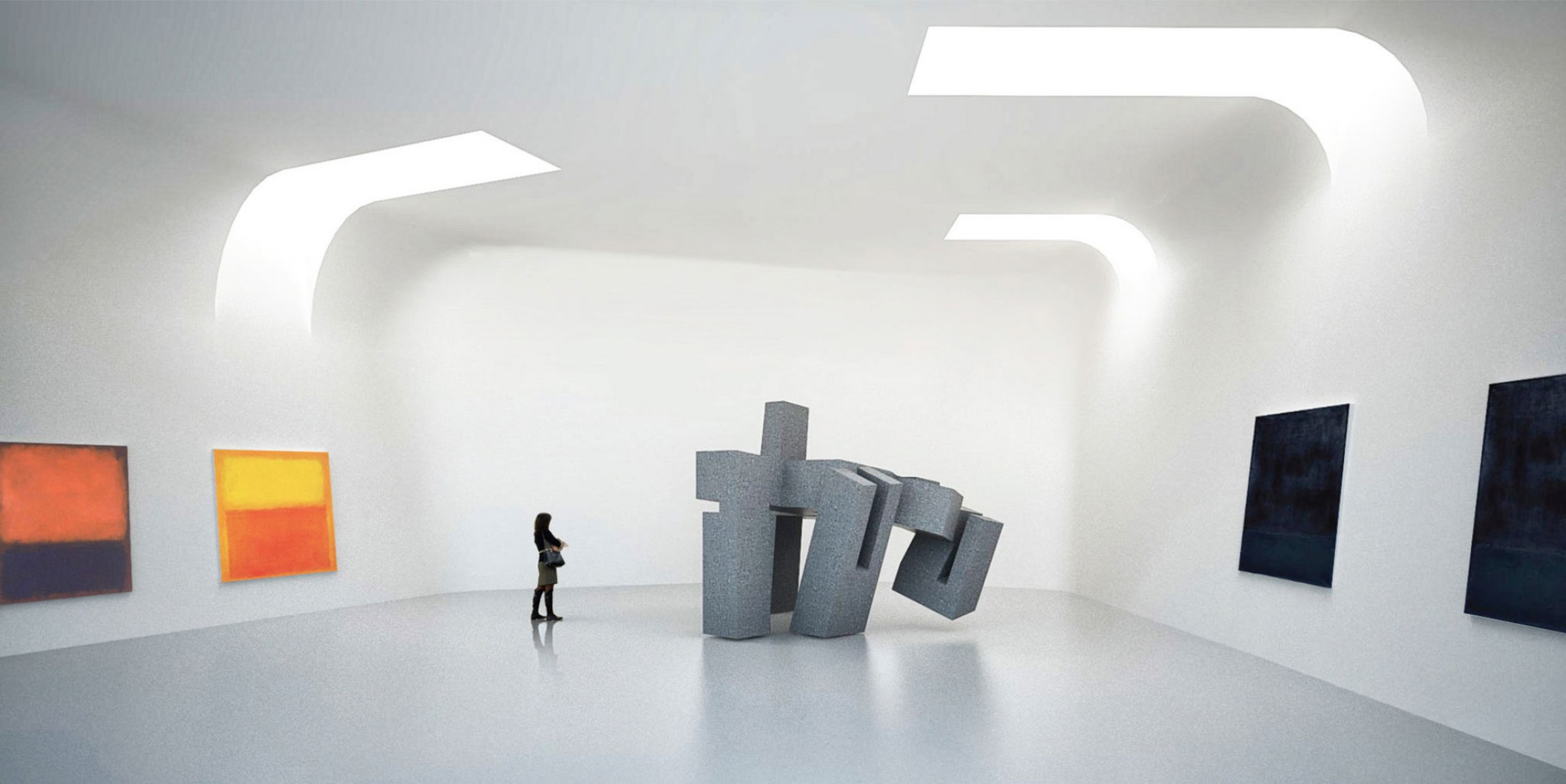 The gallery spaces house temporary and permanent exhibits. Image Courtesy of Steven Holl  / Imagine Angers