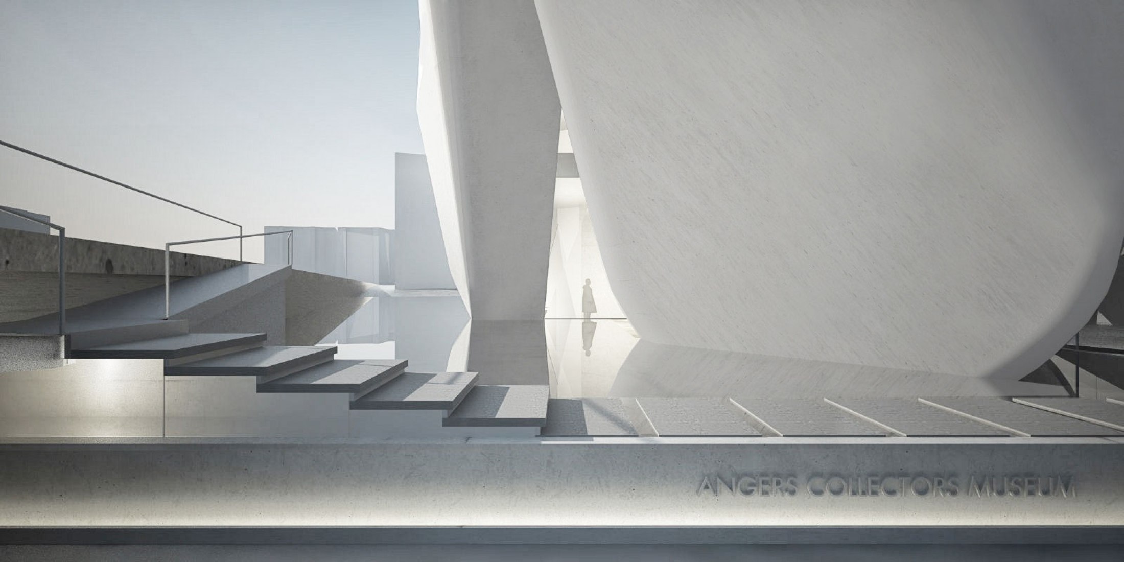 A series of reflecting pools reference the river that historically consumed the site. Image Courtesy of Steven Holl  / Imagine Angers